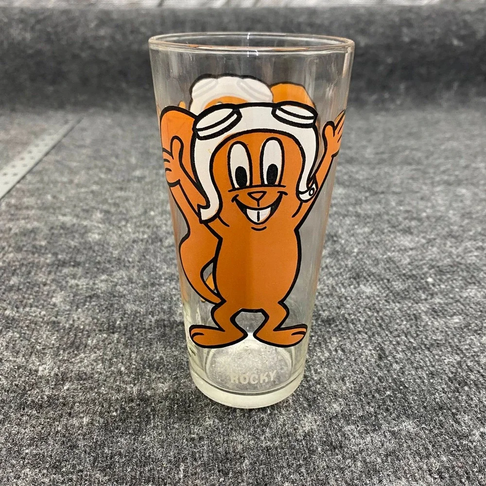 Vintage Pepsi Collector Series Rocky the Flying Squirrel Glass 1970s Pat Ward